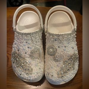 White Blinged Out Wedding Crocs